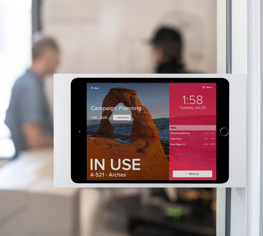 IPORT Side Mount, the iPad meeting room display by IPORT for corporate and commercial offices.