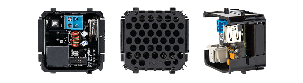 PoE Splitter by IPORT that powers iPad up to 300 feet from a PoE Switch or the IPORT PoE Injector.
